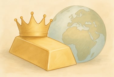 Gold bar with crown and globe