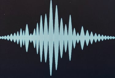 Abstract pattern of sound waves on a screen, minimalist and artistic, in colors of dark charcoal and pale blue.