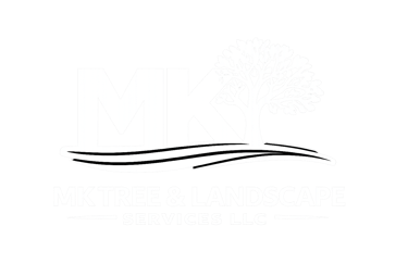 MK Tree & Landscape Services LLC logo featuring a white leafy tree and landscape design on a black background.