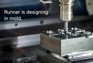 "CNC machine designing runner in plastic injection mold"