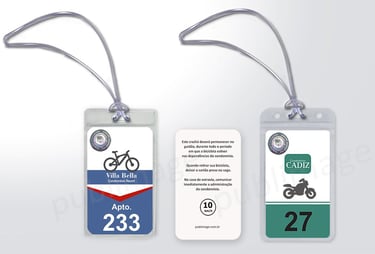Crachás de motos e bicicletas para garagens e bicicletários de condomínios