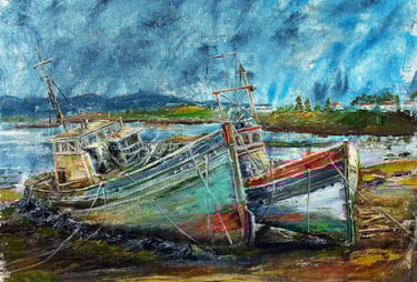 "Boats" Canvas, oil, 16" x 20" (40 x 50 cm) 350$