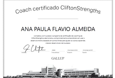 Certificado coach de Pontos Fortes Gallup