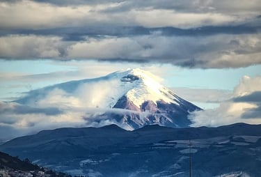 Quito, panoramic view with Cotopaxi volcano