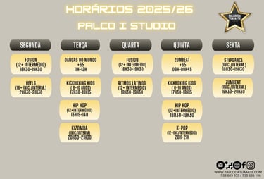 Horários 2025/26 Palco 1
