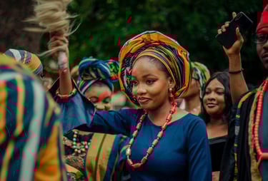 A woman in a blue dress 