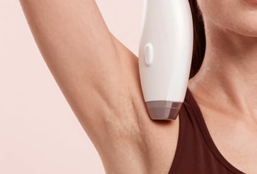 Close-up of a laser hair removal session in progress, highlighting precision and comfort.