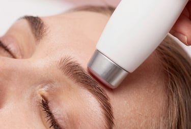 Close-up of a laser hair removal session in progress, highlighting precision and comfort.