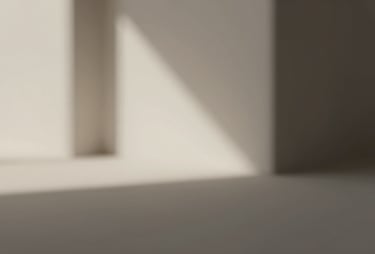 Diffuse atmosphere of light and shadow, blurred architectural shapes, high-end poetic lighting, soft sand and charcoal tones #F9F7F2 #333333