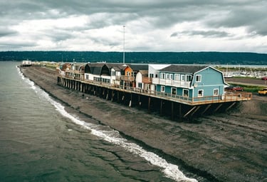 Anchorage, AK - A spit of land off the mainland called Homer Spit, next to Homer Alaska