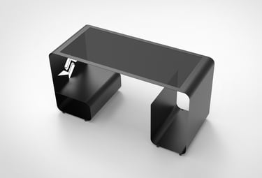 Bapsule : Metal fabricated a desk with a computer monitor and a phone