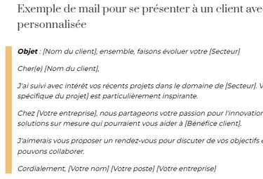 se présenter à un client par mail exemple