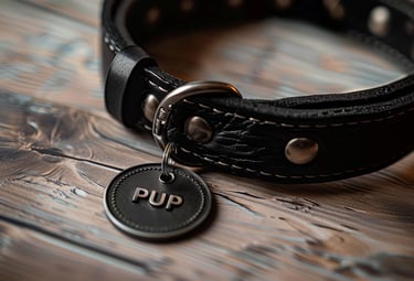 Dog collar with "pup" tag