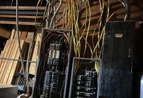 a bunch of electrical equipment in a room