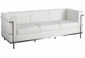 a white leather sofa - event rental furniture
