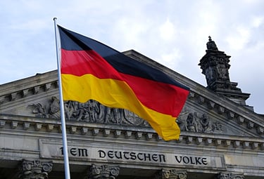 deutsche Flagge, die den deutschen Markt und die wirtschaftliche Zusammenarbeit repräsentiert