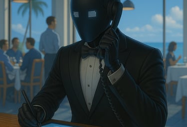 a man in a suit and tie is holding a tablet computer