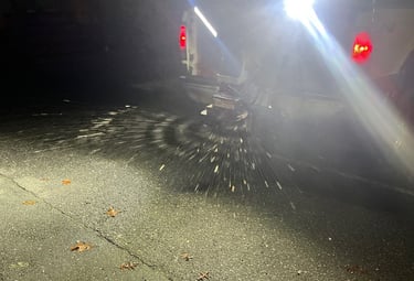 A salt truck spreading salt