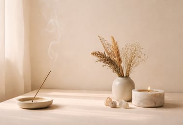 Luz suave y atmósfera etérea en tonos cálidos, limpieza sutil