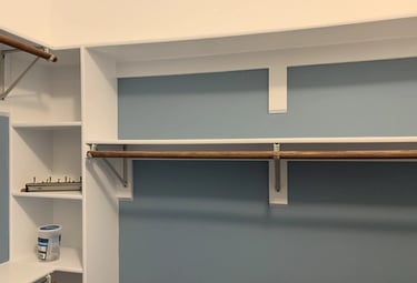 a closet with shelves