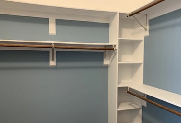 a closet with shelves