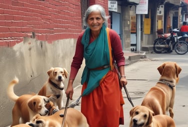Volunteers providing health checkups to villagers in a mountain village of Uttarakhand.