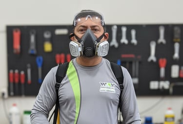 a man in a gas mask and a gas mask