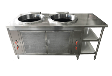 Noodle Pot Stove เตาลวกก๋วยเตี๋ยว 2 หลุม พร้อมชั้นวางของ สแตนเลส