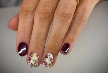 nails with builder gel and designs by Lindsey at Meraki and Co salon and spa