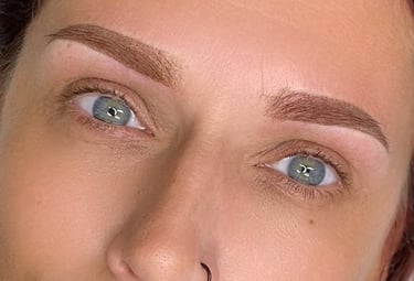 Healed result of a soft powder ombre brow by Effortless Brow PMU Studio.
