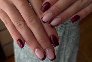 a woman's hands with a manicured manicured manicured manicured mani