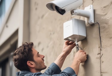 Technician installing solar panels on a sunny rooftop.