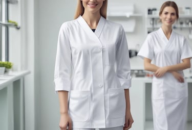 Industrial workers wearing sturdy, well-fitted uniforms on a factory floor.