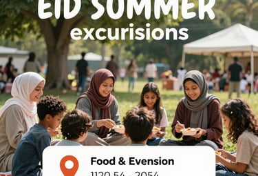 Volunteers organizing a festive Ramadan iftar with smiles and colorful decorations.