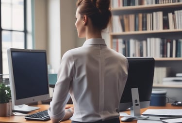 A lawyer providing online consultation via video call.