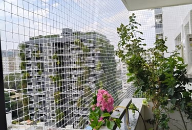 Close-up of high-quality pigeon netting material ready for installation.