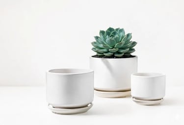 small ceramic plant pot white minimalist — indoor decorative planter.