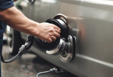 Professional cleaning the interior leather seats of a car with specialized equipment.