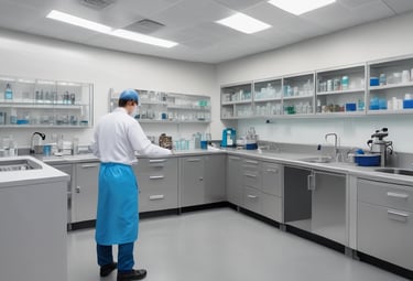 Workers cleaning a newly constructed building interior with professional equipment.