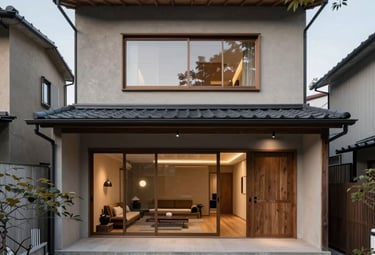 A cozy wooden home framed by tall pines, showcasing fine craftsmanship.