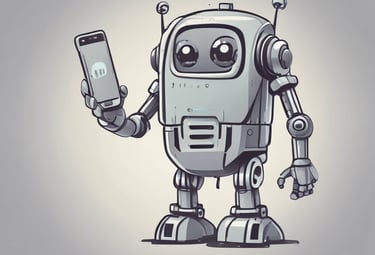 AI chatbot for local businesses displayed on a smartphone screen over a modern office desk background.