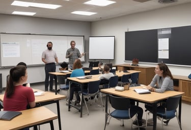 An instructor guiding aviation staff through safety procedures on the tarmac.