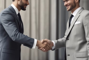 A friendly host handing over keys to happy guests at a bright entrance.