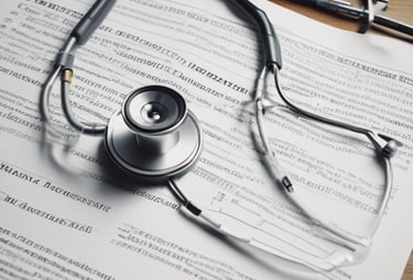 A translator reviewing academic transcripts and diplomas at a desk filled with books.