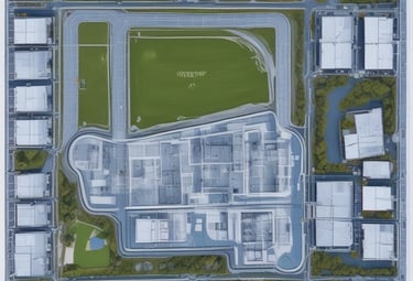 Architectural blueprint overlay on Louisville city map highlighting land strategy.