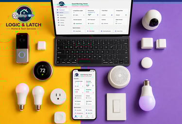 Unified smart home interface showing integrated video doorbell, smart locks, and dashboards.