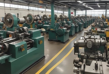 Assembly line workers inspecting valves in a clean, modern factory.