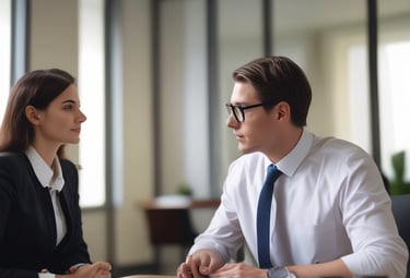 Group of professional lawyers collaborating and discussing cases in an office.