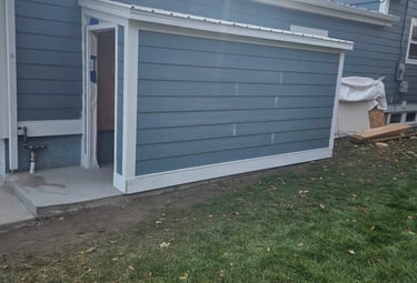 shed add-on to garage paint trim caulk