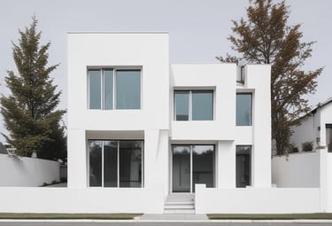 Close-up of a freshly painted exterior wall corner with clean lines and vibrant blue paint.